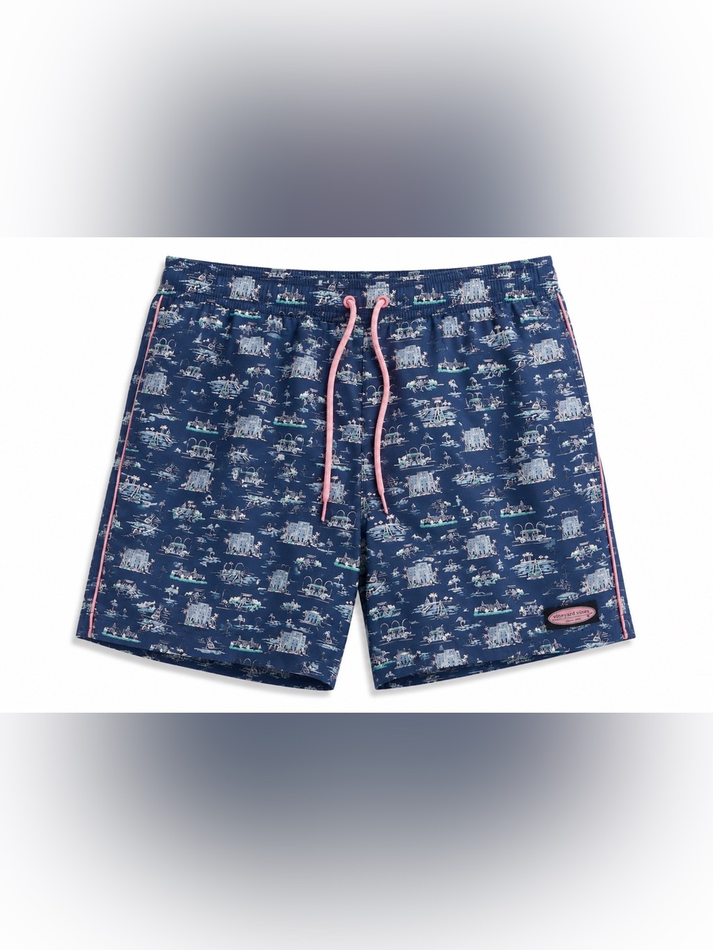 Vineyard Vines Charleston Print Swim Trunks Men’s Size L Navy